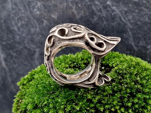 LeoLars-PABE Anderthalb Finger Design Ring, Gr.59 (18,7), aus 925er Silber mit Schnörkeln, Super massiv, Groß, teilgeschwärzt, Unikat, Handarbeit