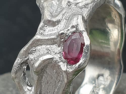 LeoLars-PABE Rubin Design Ring, 925er Silber, Gr. 60, Organic Design, Rubin unbehandelt, Unikat, Handarbeit