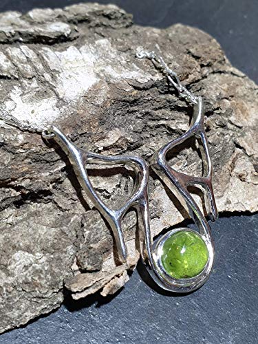 Turmalin Anhänger, 925er Silber, Grüner Turmalin, Cabochon, Unikat, Handarbeit