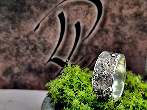 LeoLars-PABE Sushi Design Ring, Gr.56, aus 925er Silber mit echter Noriblatt Oberfläche, teilgeschwärzt, Unikat, Handarbeit