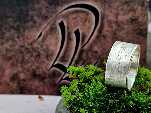 LeoLars-PABE Ring im Bambus Design aus 925er Silber, Gr.56-57, aus echten Bambusblättern, teilgeschwärzt, Unikat, Handarbeit