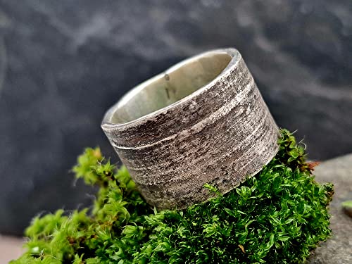 LeoLars-PABE Bambus Design Ring aus 925er Silber, Gr.62, aus echten Bambusblättern, teilgeschwärzt, Unikat, Handarbeit
