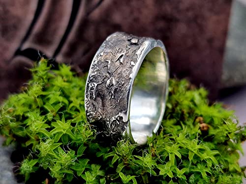 LeoLars-PABE Sushi Design Ring, Gr.56, aus 925er Silber mit echter Noriblatt Oberfläche, teilgeschwärzt, Unikat, Handarbeit
