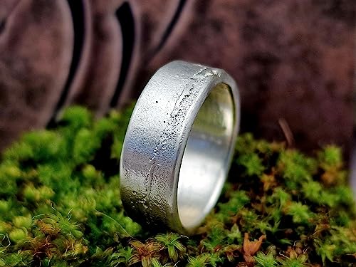 LeoLars-PABE Sandguss Ring Natur, Gr. 55, aus 925er Silber, natürliche Oberfläche, Unikat, Handarbeit