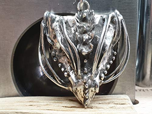 LeoLars-PABE Drachenkopf Anhänger aus 925er Silber mit Granat Augen, Drache, Unikat, Handarbeit