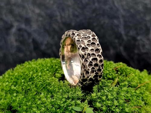 LeoLars-PABE Lava Design Ring, Gr.58, aus 925er Silber, teilgeschwärzt, Oberfläche wie Lavagestein, Unikat, Handarbeit