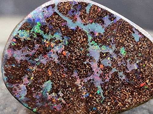 LeoLars-PABE Anhänger mit Boulder Opal und 925er Silber Stiftöse, Mehrfarbig, Opal 21.1 x 15.3 x 4.3mm, Unikat, Handarbeit