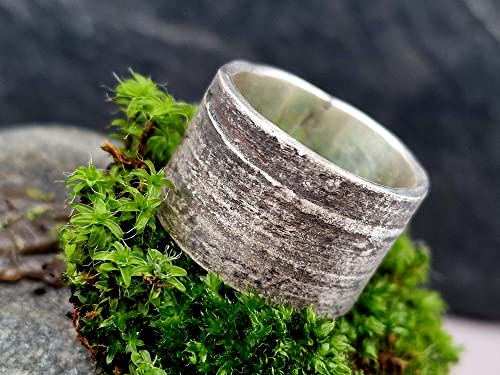 LeoLars-PABE Bambus Design Ring aus 925er Silber, Gr.62, aus echten Bambusblättern, teilgeschwärzt, Unikat, Handarbeit