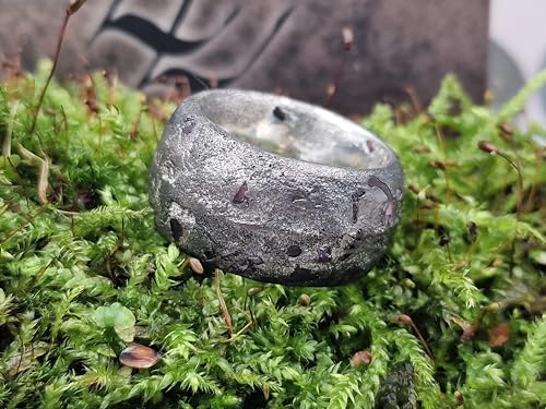 LeoLars-PABE Sehr massiver Spinell Sandguss Design Ring, Gr.60 (19), aus 925er Silber mit eingegossenen Spinell Rohsteinen, teilgeschwärzt, Unikat, Handarbeit