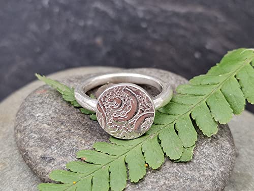 LeoLars-PABE 925er Silber Ring, Gr.57 ( 18.2 ), Strudture Design Platte, geprägt, gehämmert, Unikat, Handarbeit