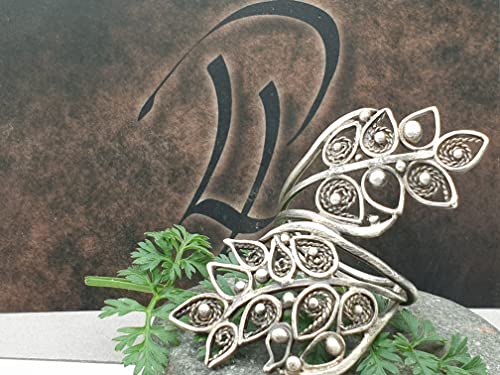 LeoLars-PABE Großer Elfen Wald Filigree Ring, Gr. 58, aus 925er Silber, teilgeschwärzt, Unikat, Handarbeit