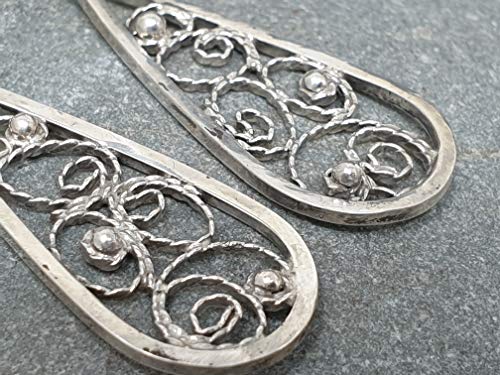 Lightning Ridge Opal Filigree Ohrhänger aus 925er Silber, Stecker, Traditionell und Modern, Unikat, Handarbeit