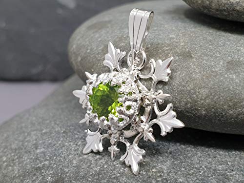 LeoLars-PABE Design Anhänger Schneeflocke mit Peridot aus 925er Silber, Handarbeit