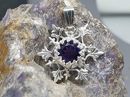 LeoLars-PABE Design Anhänger Schneeflocke mit Amethyst aus 925er Silber, Handarbeit