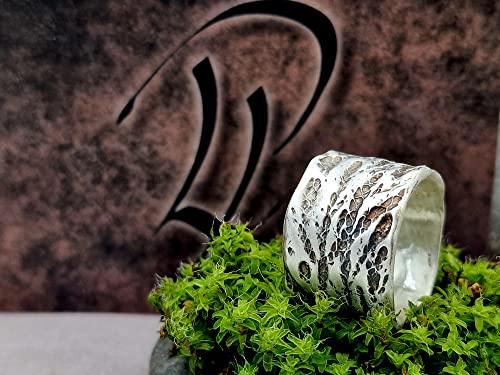 LeoLars-PABE Design Ring Konifere, Gr.56, aus 925er Silber, teilgeschwärzt, echte Koniferen Oberfläche, Unikat, Handarbeit