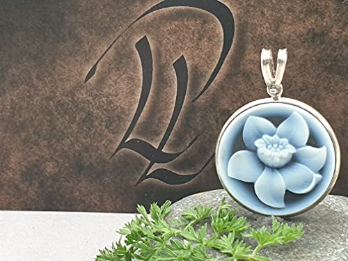 LeoLars-PABE Achat Gemme Blume Anhänger aus 925er Silber, Anhänger 29x25.7x3.3mm