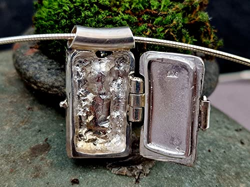LeoLars-PABE Design Medaillon aus 925er Silber mit 4,2mm großem Champagner Diamanten in Feingold Fassung, mit Röhrchen und 45cm Omegareif, Unikat, Handarbeit