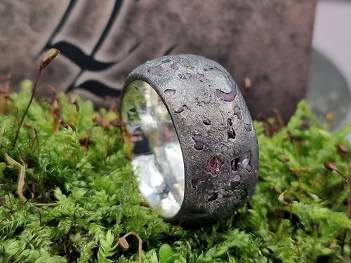 LeoLars-PABE Sehr massiver Spinell Sandguss Design Ring, Gr.60 (19), aus 925er Silber mit eingegossenen Spinell Rohsteinen, teilgeschwärzt, Unikat, Handarbeit