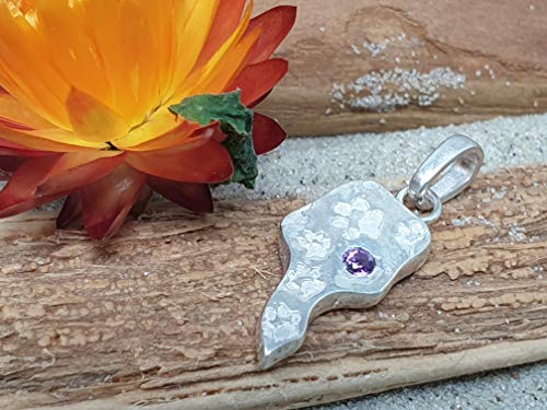 LeoLars-PABE 925er Silber Anhänger mit Pfötchen und Amethyst, Pfote, Unikat, Handarbeit