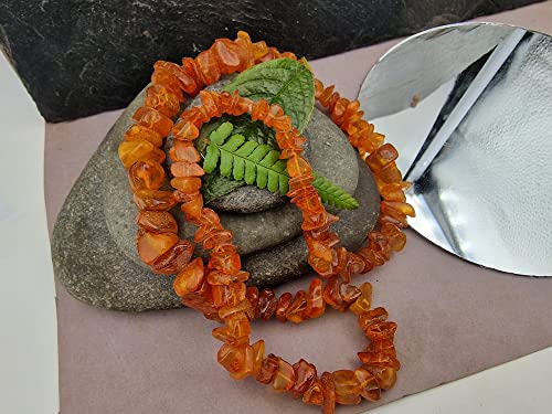 LeoLars-PABE Nordsee Bernstein Kette aus getrommelten Bernstein Nuggets, 65cm lang, Honig-Karamell Farben, Unikat, Handarbeit