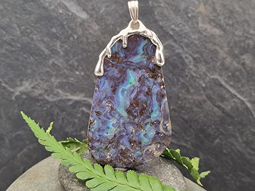 LeoLars-PABE Wunderschöner großer Boulder Opal Anhänger mit 925er Silber Tropfen Kappe, Unikat, Handarbeit