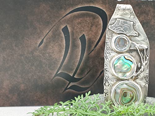 LeoLars-PABE Schneemann Design Anhänger aus 925er Silber mit Paua Muschel, Unikat, Handarbeit