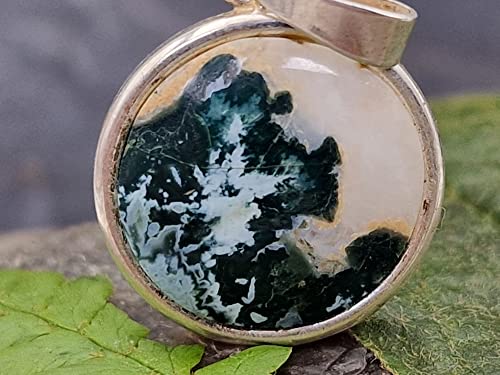 LeoLars-PABE Blauer Federachat Anhänger aus 925er Silber, Achat, blau-weiß, schlicht, Anhänger 22mm x 18mm x 3.5mm, Unikat, Handarbeit