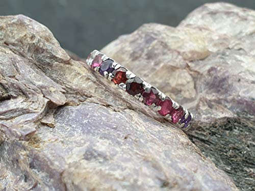 LeoLars-PABE Bandring, Memory Ring mit verschiedenen Edelsteinen aus 925er Silber, Gr.60, Unikat, Handarbeit