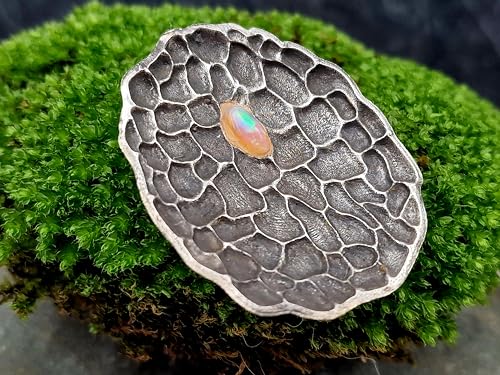 LeoLars-PABE Lightning Ridge Opal Design Anhänger aus 925er Silber mit geadertem Muster, teilgeschwärzt, aufhängung hinten, Unikat, Handarbeit