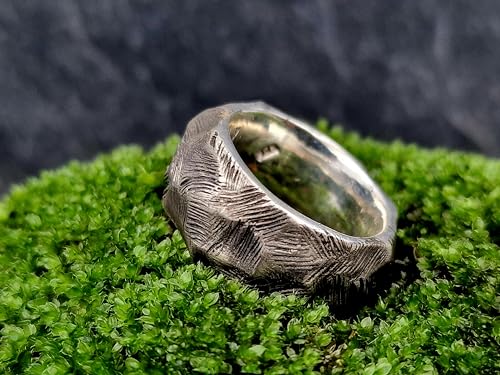 LeoLars-PABE Design Ring, Gr.56 (17,8), aus 925er Silber im Felsenlook, grob, rauh, massiv, wie ein Stein, teilgeschwärzt, Unikat, Handarbeit