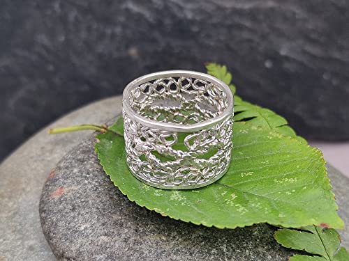 LeoLars-PABE Feiner Filigree Design Ring, Gr.55 (17.5), aus 925er Silber, aufwendig, einzigartig und stabil, Unikat, Handarbeit