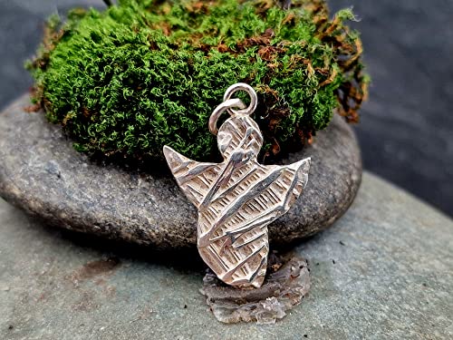 LeoLars-PABE Schutzengel Design Anhänger im Organic Structure Design aus 925er Silber, teigeschwärzt, 23.4x15.9x1.6mm, Unikat, Handarbeit