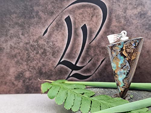 LeoLars-PABE Anhänger mit Boulder Opal und 925er Silber Stiftöse, partielles Feuer, Opal 25.6 x 17 x 5.6mm, Unikat, Handgeschliffen