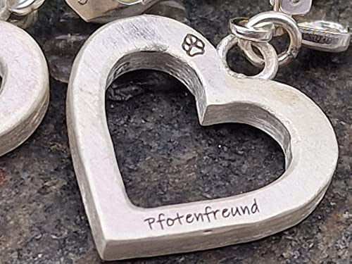 Pfotenfreund Herz Ohrhänger aus 925er Silber mit Brisuren, Pfötchen, Pfote, Seidenmatt, Handarbeit