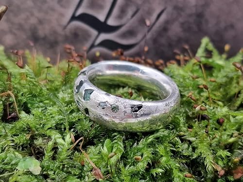 LeoLars-PABE Sandguss Design Ring, Gr.54 (17,2), aus 925er Silber mit eingegossenen echten blauen Saphiren, Unikat, Handarbeit