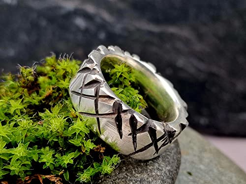 LeoLars-PABE Design Ring aus 925er Silber, Gr. 61-62, sehr massiv, Unisex, teilgeschwärzt, Bikerring, Unikat, Handarbeit