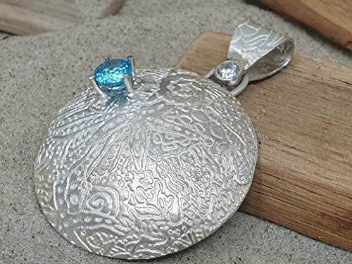 LeoLars-PABE 925er Silber Anhänger mit Apatit und Zirkonia, maritimes Muster, Unikat, Handarbeit