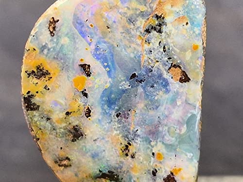 LeoLars-PABE Anhänger mit Boulder Opal und 925er Silber Stiftöse, Picture Stone, Landschaft von oben, Opal 28.3 x 17.9 x 5.6mm, Unikat, Handgeschliffen