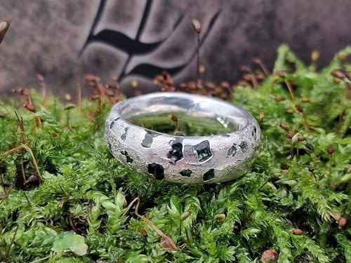 LeoLars-PABE Sandguss Design Ring, Gr.54 (17,2), aus 925er Silber mit eingegossenen echten blauen Saphiren, Unikat, Handarbeit