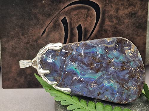LeoLars-PABE Wunderschöner großer Boulder Opal Anhänger mit 925er Silber Tropfen Kappe, Unikat, Handarbeit