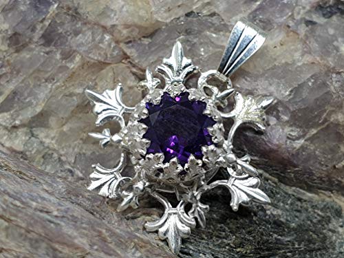 LeoLars-PABE Design Anhänger Schneeflocke mit Amethyst aus 925er Silber, Handarbeit