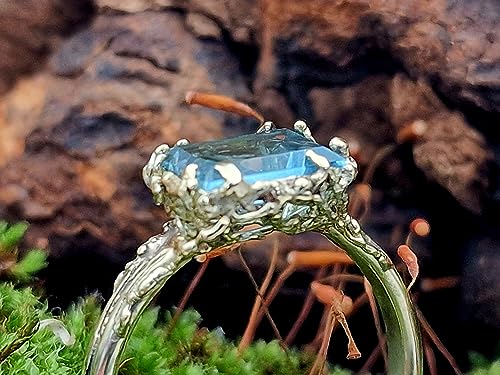 LeoLars-PABE Aquamarin Design Ring, Gr. 59, aus 585er Gelbgold im organischen Wurzel und Holz Design, Unikat, Handarbeit