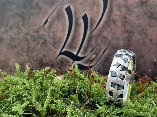 LeoLars-PABE Saphir Design Sandguss Ring, Gr.62 (19,7) aus 925er Silber mit vielen echten blau-grünen eingegossenen Saphiren, Handarbeit, Unikat