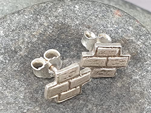Mauer Ohrstecker aus 925er Silber, teilgeschwärzt, Unikat, Handarbeit
