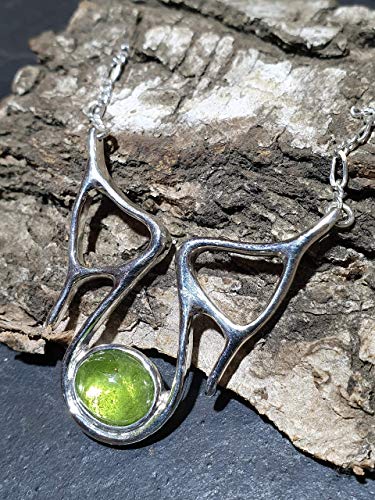 Turmalin Anhänger, 925er Silber, Grüner Turmalin, Cabochon, Unikat, Handarbeit
