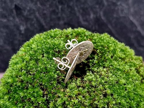Design Ohrstecker aus 925er Silber mit feiner wilder Oberflächen Struktur Und Gelbgold Elementen, Unikat, Handarbeit
