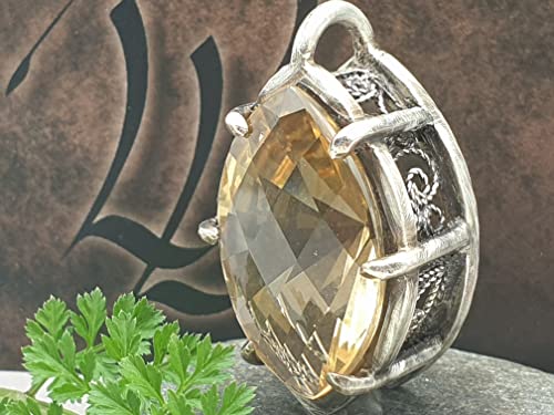 LeoLars-PABE Magischer großer Citrin Anhänger aus 925er Silber, Mystisch, Filigree, teilgeschwärzt, Unikat, Handarbeit