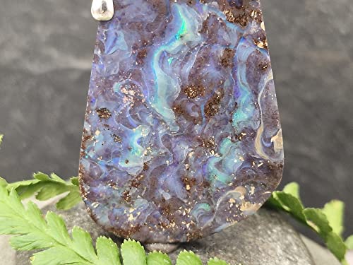 LeoLars-PABE Wunderschöner großer Boulder Opal Anhänger mit 925er Silber Tropfen Kappe, Unikat, Handarbeit