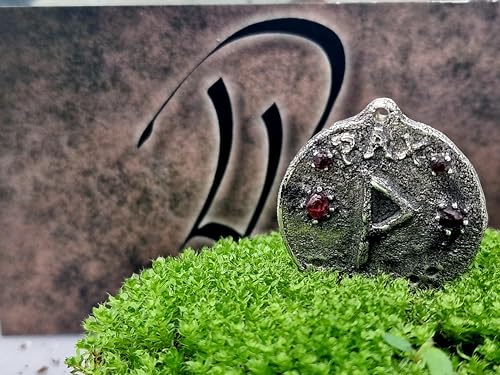 LeoLars-PABE Piraten Medaillon Anhänger PAX aus 925er Silber mit vier Spinellen, teilgeschwärzt, Sandguss, Unikat, Handarbeit