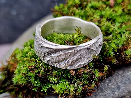 LeoLars-PABE 925er Silber Design Ring, Gr. 61-62, im Structure Design, Organisch, Natürlich, Unikat, Handarbeit